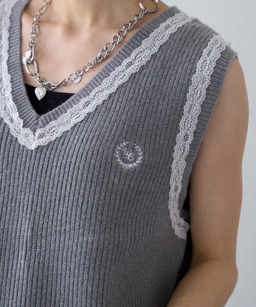 w closet（ダブルクローゼット）の「【25AW】レースニットベスト（ベスト・レディース・ネイビー/グレー/ブルー・FREE）」の11枚目の写真