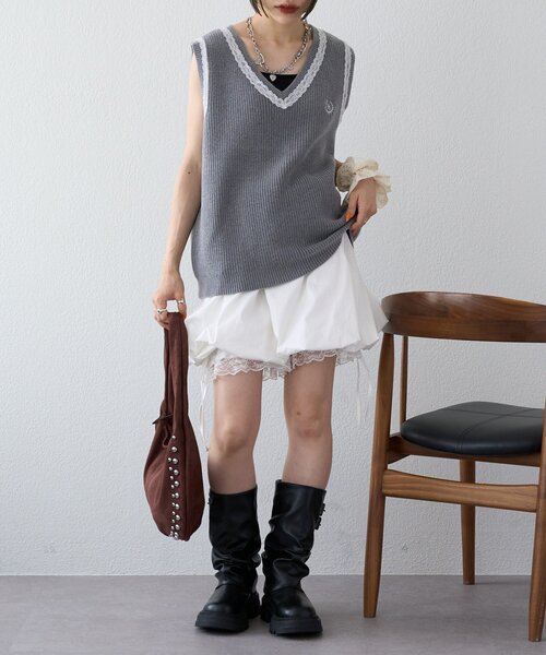 w closet（ダブルクローゼット）の「【25AW】レースニットベスト（ベスト・レディース・ネイビー/グレー/ブルー・FREE）」の12枚目の写真
