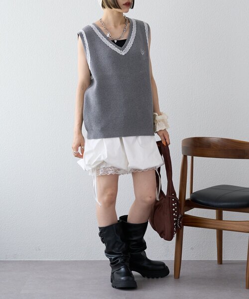 w closet（ダブルクローゼット）の「【25AW】レースニットベスト（ベスト・レディース・ネイビー/グレー/ブルー・FREE）」の15枚目の写真