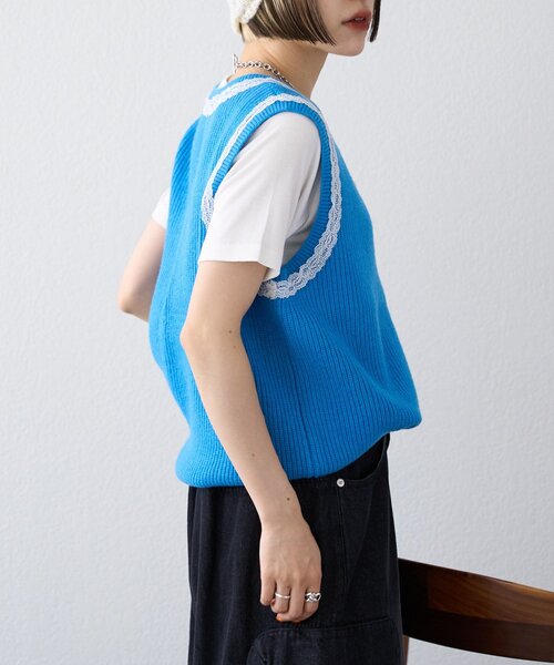 w closet（ダブルクローゼット）の「【25AW】レースニットベスト（ベスト・レディース・ネイビー/グレー/ブルー・FREE）」の21枚目の写真