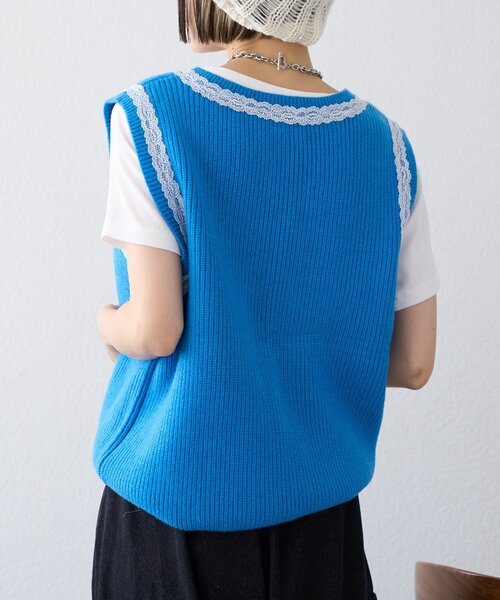 w closet（ダブルクローゼット）の「【25AW】レースニットベスト（ベスト・レディース・ネイビー/グレー/ブルー・FREE）」の22枚目の写真