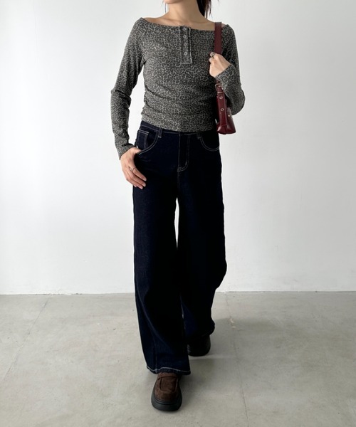 Bamm（バム）の「バギーワイドデニムパンツ（デニムパンツ・レディース・ブルー/カモフラージュ/ネイビー・L/M）」の4枚目の写真