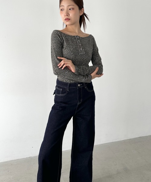 Bamm（バム）の「バギーワイドデニムパンツ（デニムパンツ・レディース・ブルー/カモフラージュ/ネイビー・L/M）」の7枚目の写真