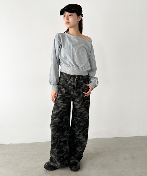 Bamm（バム）の「バギーワイドデニムパンツ（デニムパンツ・レディース・ブルー/カモフラージュ/ネイビー・L/M）」の21枚目の写真