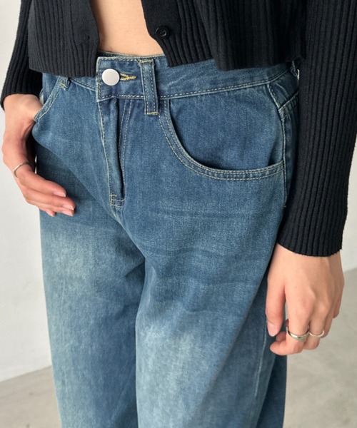 Bamm（バム）の「バギーワイドデニムパンツ（デニムパンツ・レディース・ブルー/カモフラージュ/ネイビー・L/M）」の11枚目の写真