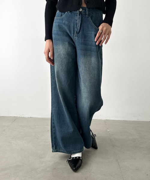 Bamm（バム）の「バギーワイドデニムパンツ（デニムパンツ・レディース・ブルー/カモフラージュ/ネイビー・L/M）」の13枚目の写真