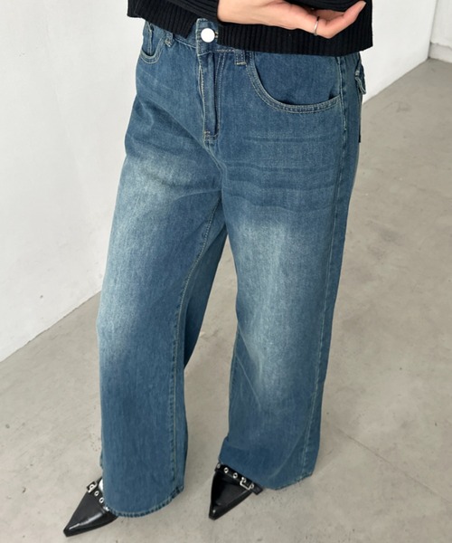 Bamm（バム）の「バギーワイドデニムパンツ（デニムパンツ・レディース・ブルー/カモフラージュ/ネイビー・L/M）」の14枚目の写真