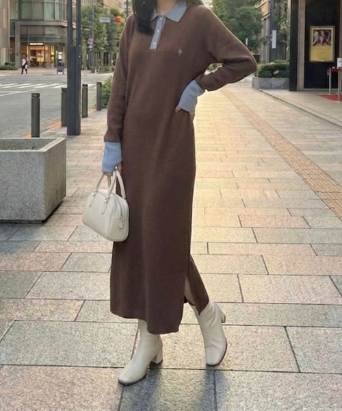 セール】【Ada.別注 U.S. POLO ASSN】配色デザイン ポロ襟 ニット