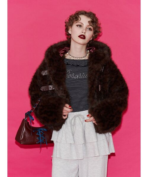 jouetie（ジュエティ）の「ラインストーンフリルトップス（Tシャツ/カットソー・レディース・ブラック/グレー/ピンク・MEDIUM）」の12枚目の写真