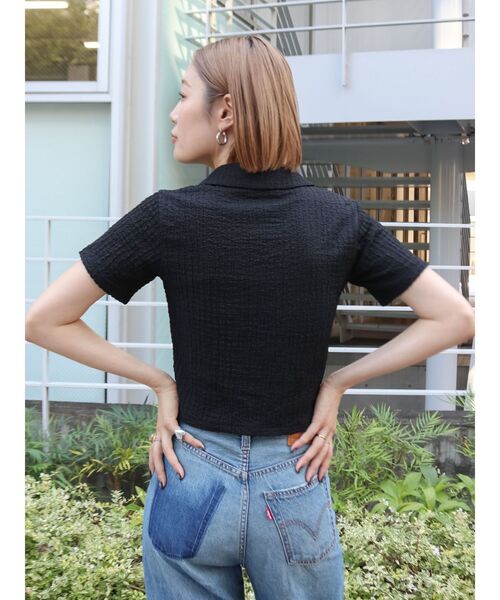 Ungrid(アングリッド)の「カットジャカードポロシャツ(ポロシャツ・レディース・ブラック/オフホワイト・FREE)」の6枚目の写真