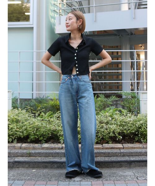 Ungrid(アングリッド)の「カットジャカードポロシャツ(ポロシャツ・レディース・ブラック/オフホワイト・FREE)」の7枚目の写真