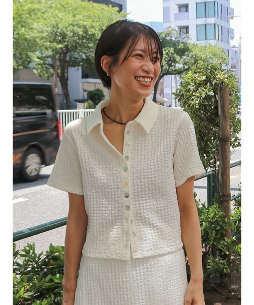 Ungrid(アングリッド)の「カットジャカードポロシャツ(ポロシャツ・レディース・ブラック/オフホワイト・FREE)」の10枚目の写真