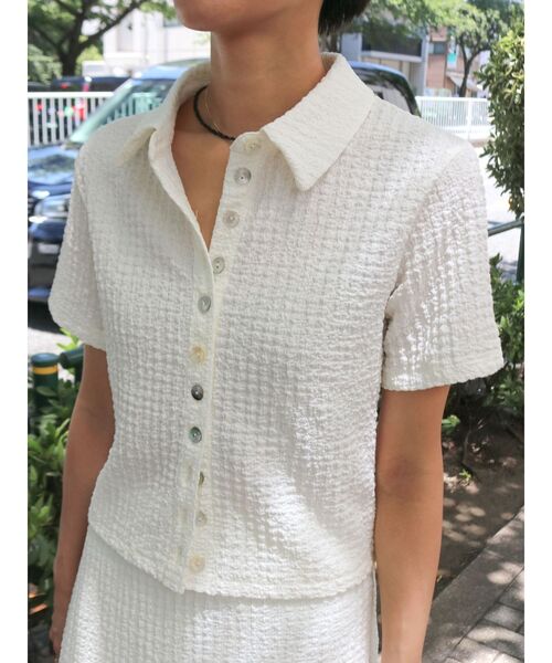 Ungrid(アングリッド)の「カットジャカードポロシャツ(ポロシャツ・レディース・ブラック/オフホワイト・FREE)」の13枚目の写真