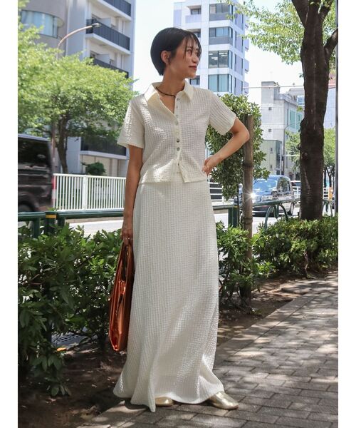 Ungrid(アングリッド)の「カットジャカードポロシャツ(ポロシャツ・レディース・ブラック/オフホワイト・FREE)」の14枚目の写真