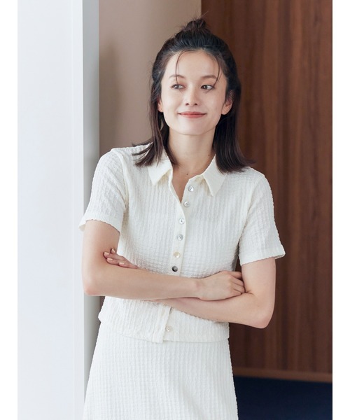 Ungrid(アングリッド)の「カットジャカードポロシャツ(ポロシャツ・レディース・ブラック/オフホワイト・FREE)」の19枚目の写真