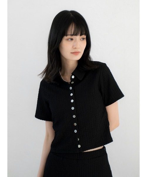 Ungrid(アングリッド)の「カットジャカードポロシャツ(ポロシャツ・レディース・ブラック/オフホワイト・FREE)」の21枚目の写真