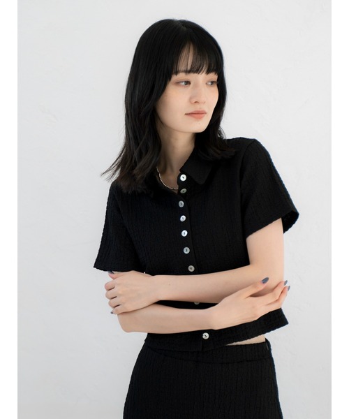 Ungrid(アングリッド)の「カットジャカードポロシャツ(ポロシャツ・レディース・ブラック/オフホワイト・FREE)」の22枚目の写真