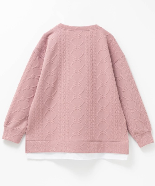 NAVY(ネイビー)の「nAvy 時短ジャガードフェイク裾スリットプルオーバー(ニット/セーター・レディース・チャコールグレー/ホワイト/ピンク・M/L)」の6枚目の写真