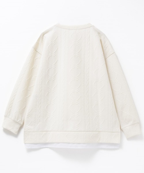 NAVY(ネイビー)の「nAvy 時短ジャガードフェイク裾スリットプルオーバー(ニット/セーター・レディース・チャコールグレー/ホワイト/ピンク・M/L)」の4枚目の写真