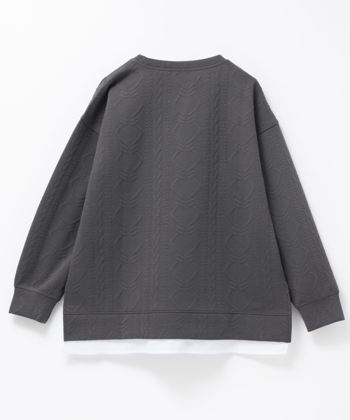 NAVY(ネイビー)の「nAvy 時短ジャガードフェイク裾スリットプルオーバー(ニット/セーター・レディース・チャコールグレー/ホワイト/ピンク・M/L)」の5枚目の写真