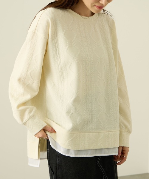 NAVY(ネイビー)の「nAvy 時短ジャガードフェイク裾スリットプルオーバー(ニット/セーター・レディース・チャコールグレー/ホワイト/ピンク・M/L)」の15枚目の写真