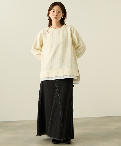 NAVY(ネイビー)の「nAvy 時短ジャガードフェイク裾スリットプルオーバー(ニット/セーター・レディース・チャコールグレー/ホワイト/ピンク・M/L)」の16枚目の写真