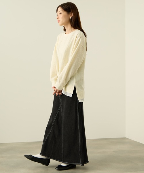 NAVY(ネイビー)の「nAvy 時短ジャガードフェイク裾スリットプルオーバー(ニット/セーター・レディース・チャコールグレー/ホワイト/ピンク・M/L)」の17枚目の写真
