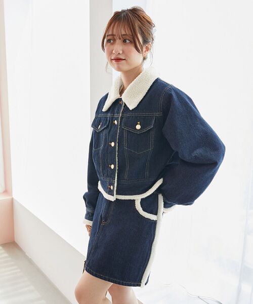 MAJESTIC LEGON（マジェスティックレゴン）の「ボアトリムクロップドジャケット（その他アウター・レディース・ネイビー/ブラウン・SMALL/MEDIUM）」の9枚目の写真