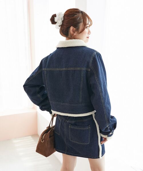 MAJESTIC LEGON（マジェスティックレゴン）の「ボアトリムクロップドジャケット（その他アウター・レディース・ネイビー/ブラウン・SMALL/MEDIUM）」の10枚目の写真