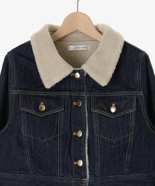 MAJESTIC LEGON（マジェスティックレゴン）の「ボアトリムクロップドジャケット（その他アウター・レディース・ネイビー/ブラウン・SMALL/MEDIUM）」の15枚目の写真