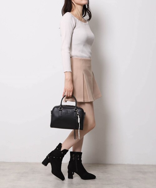 Ober Tashe(オーバータッシェ)の「2wayボストンショルダーバッグ(ショルダーバッグ・レディース・ブラック/アイボリー/ワインレッド・FREE)」の7枚目の写真