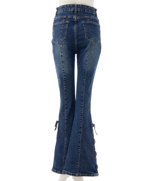 セール】【WEB限定】サイドレースアップ＆センターシームフレアデニム
