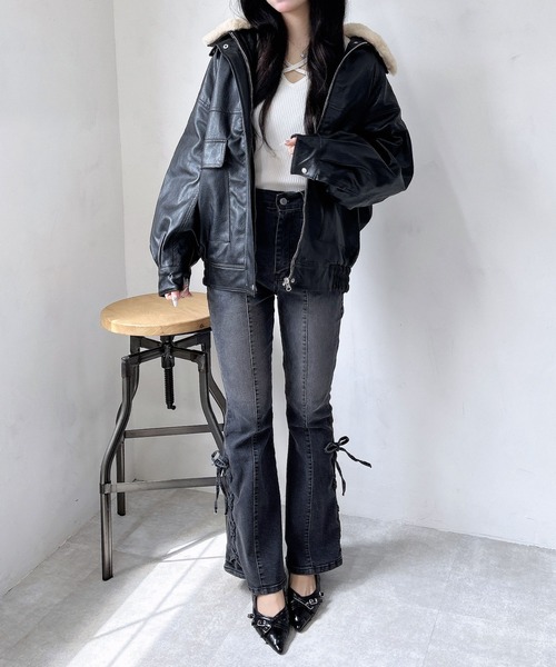 INGNI（イング）の「サイドレースアップ＆センターシームフレアデニムパンツ（デニムパンツ・レディース・ブルー系その他/グレー/ブルー系その他4/ブルー系その他3/ブルー系その他6/グレー系その他2/ブルー系5・M/S）」の20枚目の写真