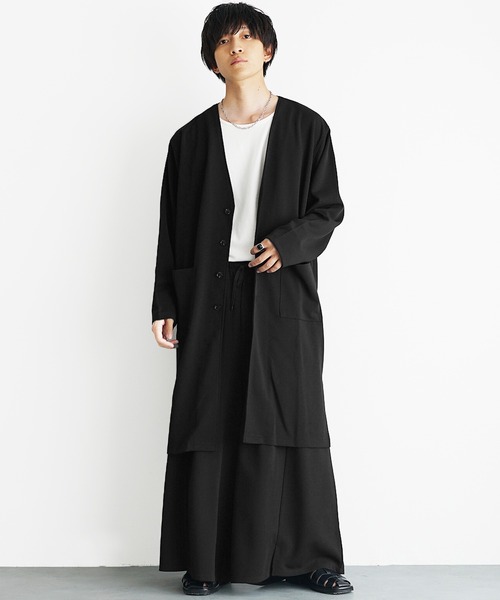 MinoriTY（マイノリティ）の「【MinoriY】2点セット梨地ドレープロングカーディガンセットアップ メンズ 秋服 ロングカーデ+袴パンツ（セットアップ・メンズ・グレー/ブラック・S/M/L）」の10枚目の写真