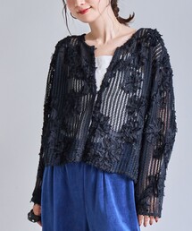 coen | 3Dフラワーメッシュカーディガン(カーディガン/ボレロ)