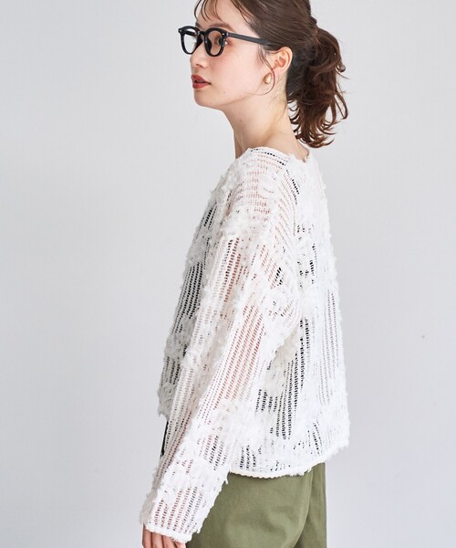 coen（コーエン）の「3Dフラワーメッシュカーディガン（カーディガン/ボレロ・レディース・ダークオレンジ/オフホワイト/ブラック・M/L）」の5枚目の写真