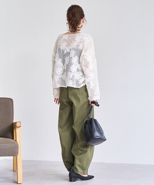 coen（コーエン）の「3Dフラワーメッシュカーディガン（カーディガン/ボレロ・レディース・ダークオレンジ/オフホワイト/ブラック・M/L）」の10枚目の写真