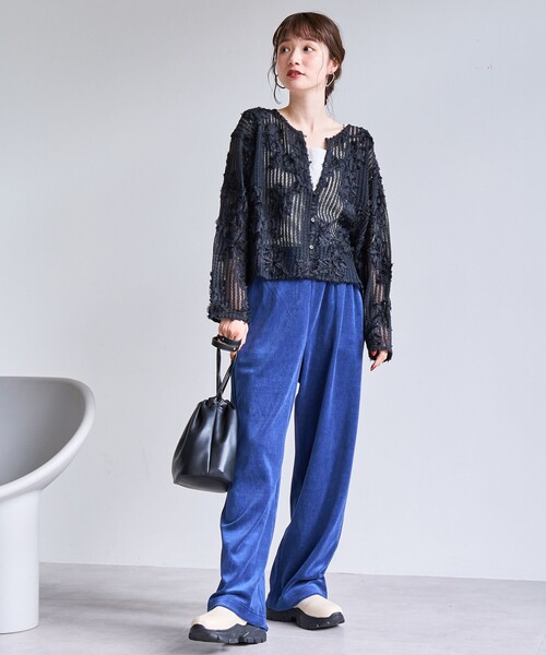 coen（コーエン）の「3Dフラワーメッシュカーディガン（カーディガン/ボレロ・レディース・ダークオレンジ/オフホワイト/ブラック・M/L）」の13枚目の写真