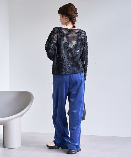 coen（コーエン）の「3Dフラワーメッシュカーディガン（カーディガン/ボレロ・レディース・ダークオレンジ/オフホワイト/ブラック・M/L）」の14枚目の写真