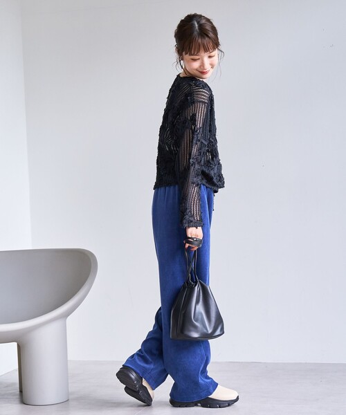 coen（コーエン）の「3Dフラワーメッシュカーディガン（カーディガン/ボレロ・レディース・ダークオレンジ/オフホワイト/ブラック・M/L）」の15枚目の写真