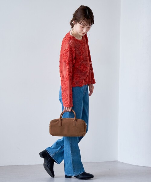 coen（コーエン）の「3Dフラワーメッシュカーディガン（カーディガン/ボレロ・レディース・ダークオレンジ/オフホワイト/ブラック・M/L）」の20枚目の写真