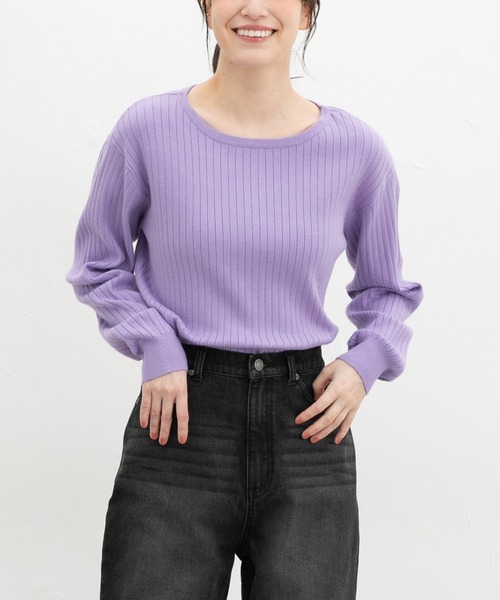 Honeys（ハニーズ）の「ワイドリブボートネック（ニット/セーター・レディース・ブラウン系その他/ブラック/ブラウン/ヘザーチャコール/ブルー/ラベンダー/ベージュ/アイボリー・M/L/S/LL）」の8枚目の写真