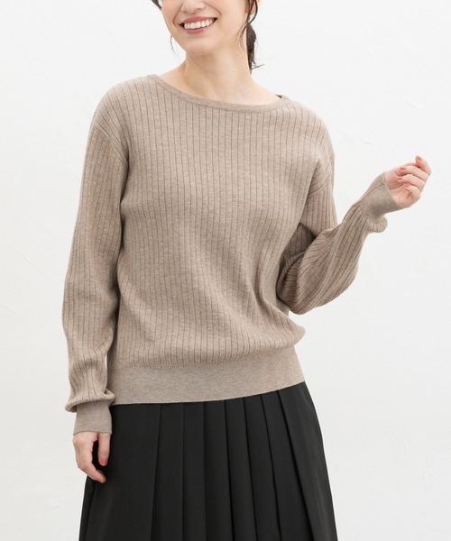 コンテ　ワイドリブ　ボートネックニット conte＞ワイドリブ ボートネックニット