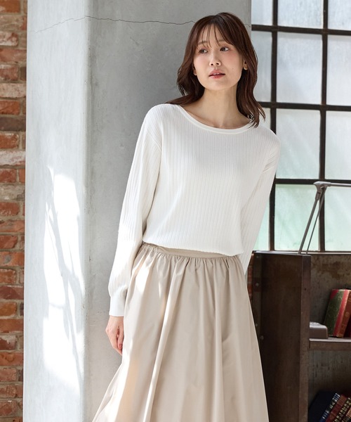 Honeys（ハニーズ）の「ワイドリブボートネック（ニット/セーター・レディース・ブラウン系その他/ブラック/ブラウン/ヘザーチャコール/ブルー/ラベンダー/ベージュ/アイボリー・M/L/S/LL）」の10枚目の写真