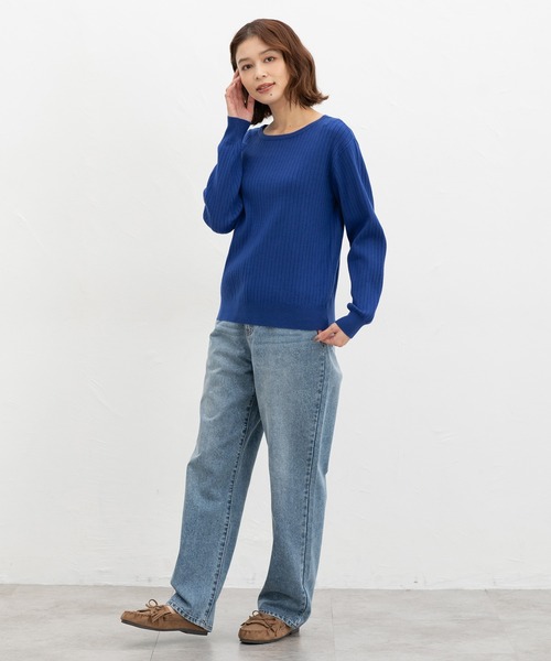 Honeys（ハニーズ）の「ワイドリブボートネック（ニット/セーター・レディース・ブラウン系その他/ブラック/ブラウン/ヘザーチャコール/ブルー/ラベンダー/ベージュ/アイボリー・M/L/S/LL）」の13枚目の写真