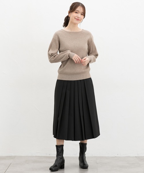 Honeys（ハニーズ）の「ワイドリブボートネック（ニット/セーター・レディース・ブラウン系その他/ブラック/ブラウン/ヘザーチャコール/ブルー/ラベンダー/ベージュ/アイボリー・M/L/S/LL）」の15枚目の写真