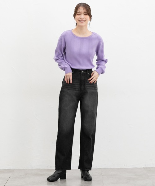 Honeys（ハニーズ）の「ワイドリブボートネック（ニット/セーター・レディース・ブラウン系その他/ブラック/ブラウン/ヘザーチャコール/ブルー/ラベンダー/ベージュ/アイボリー・M/L/S/LL）」の17枚目の写真