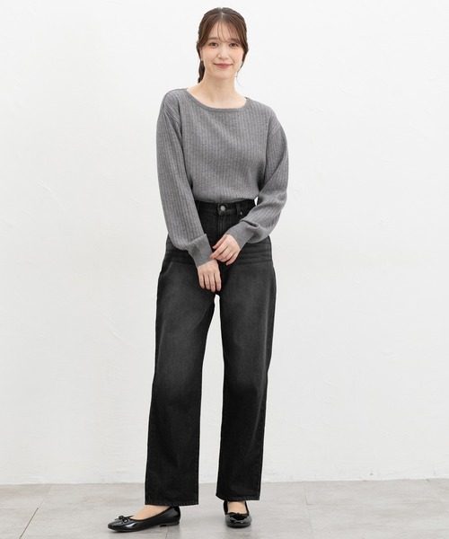 Honeys（ハニーズ）の「ワイドリブボートネック（ニット/セーター・レディース・ブラウン系その他/ブラック/ブラウン/ヘザーチャコール/ブルー/ラベンダー/ベージュ/アイボリー・M/L/S/LL）」の19枚目の写真