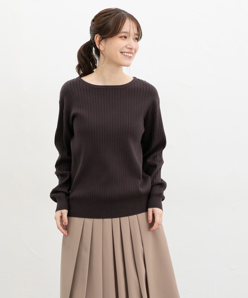 Honeys（ハニーズ）の「ワイドリブボートネック（ニット/セーター・レディース・ブラウン系その他/ブラック/ブラウン/ヘザーチャコール/ブルー/ラベンダー/ベージュ/アイボリー・M/L/S/LL）」の22枚目の写真