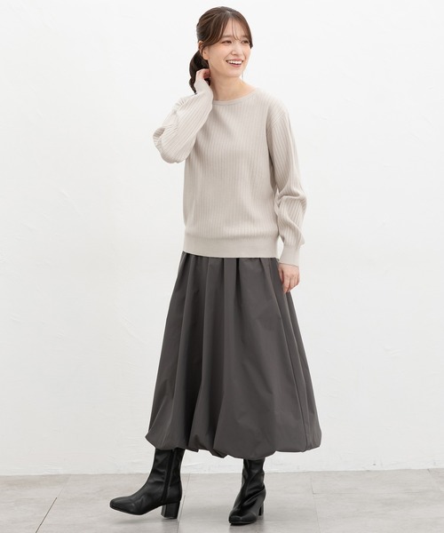 ＜conte＞ワイドリブ ボートネックニット conte＞ワイドリブ ボートネックニット